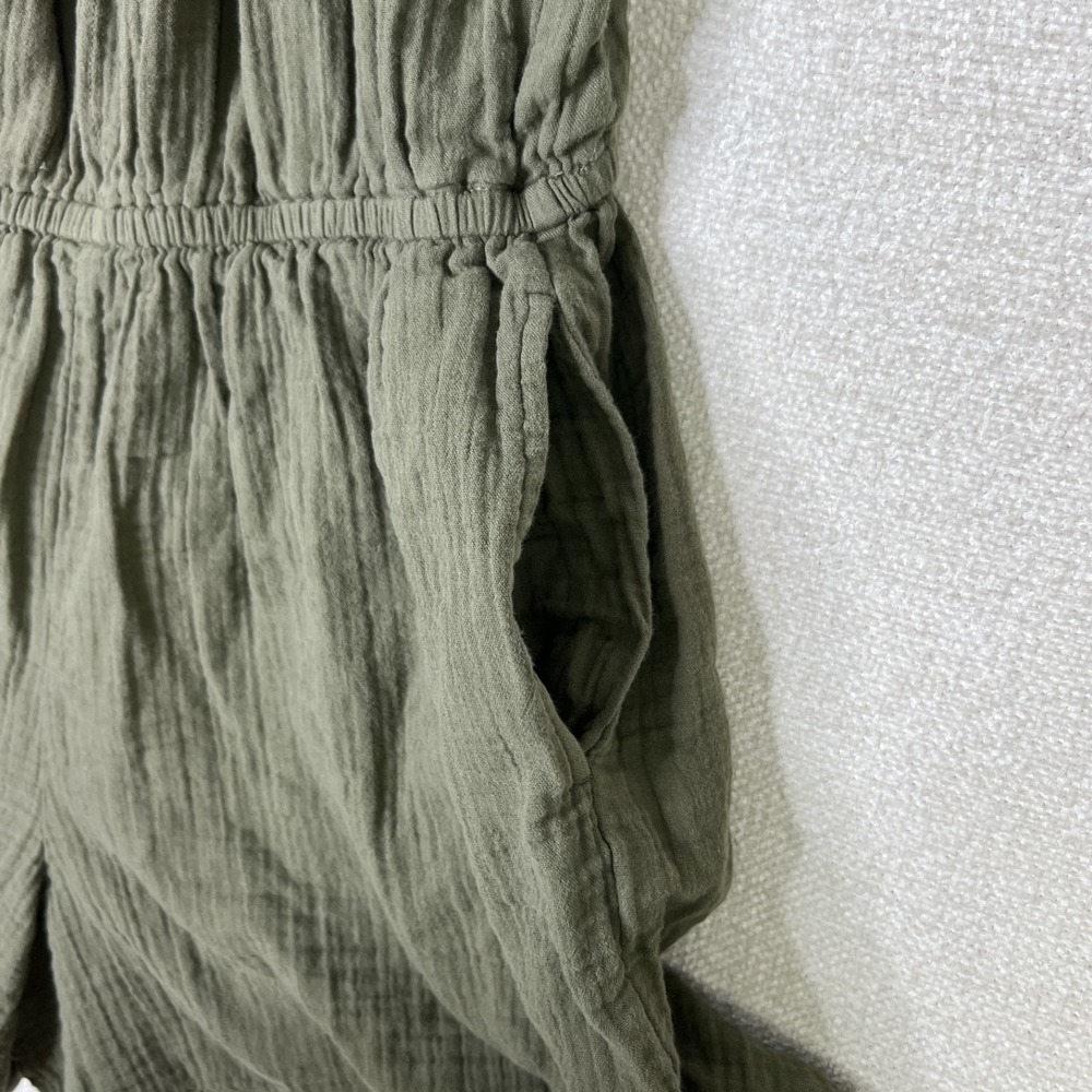 Gap 100% Cotton Romper Green Tea Boho Lagenlook Coastal Gauze Women's Size L - Picture 4 of 8